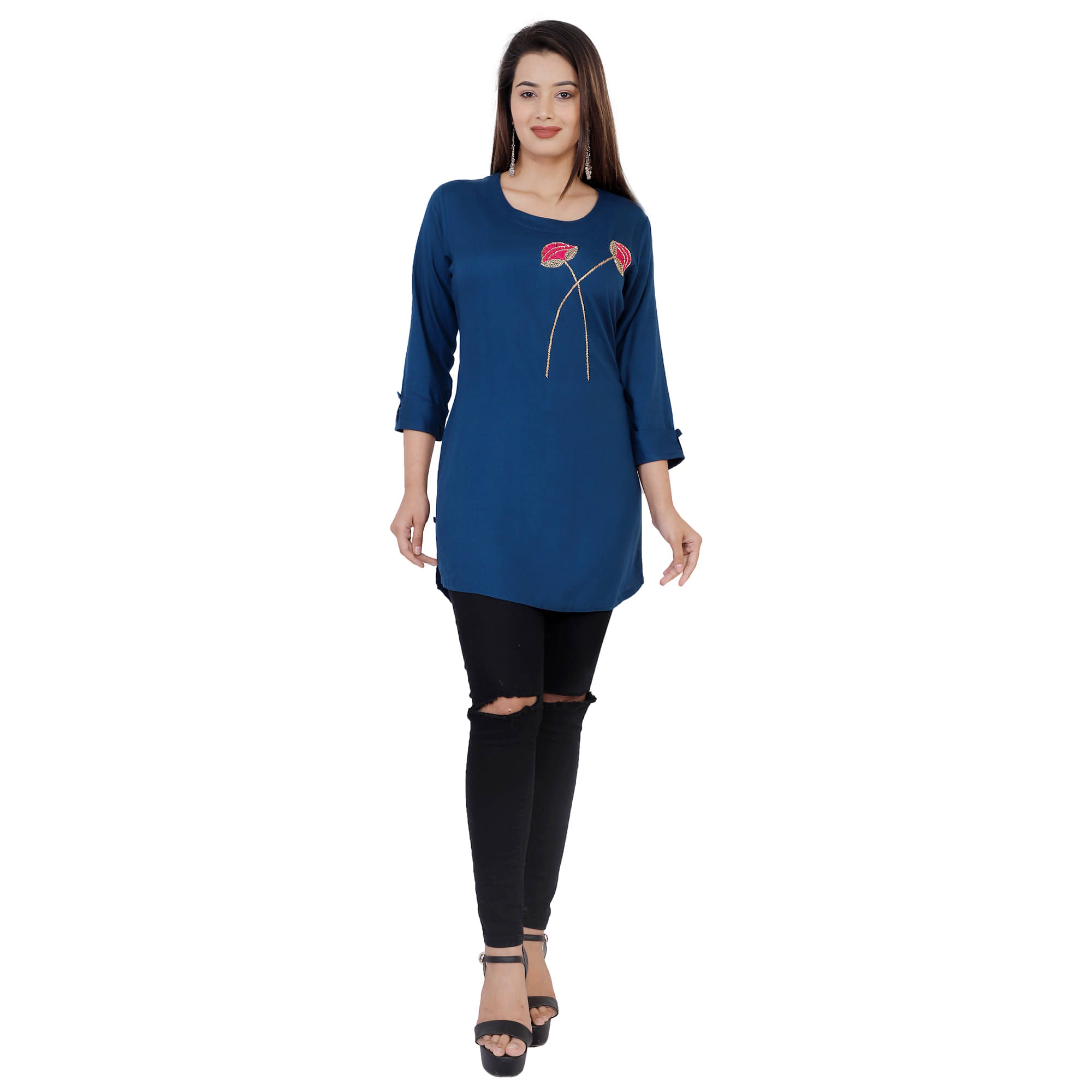     			HIGHLIGHT FASHION EXPORT - Blue Rayon Women's Straight Kurti