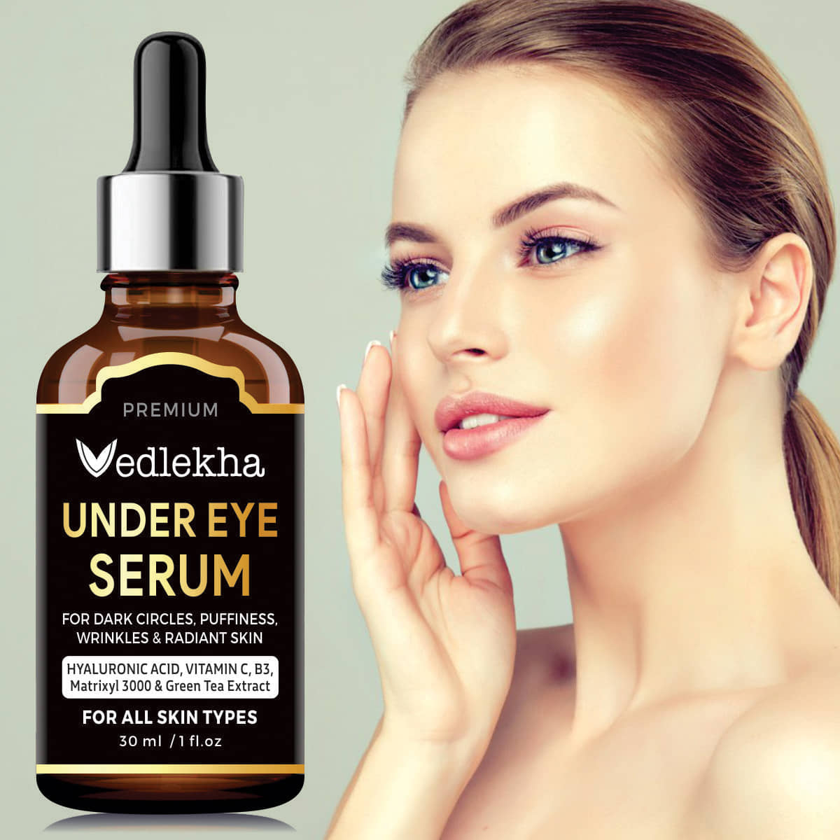 Vedlekha Vitamin C 10% Brightening Under Eye Serum & Reduces Dark Circles, Puffiness & Wrinkles Face Serum 30 mL