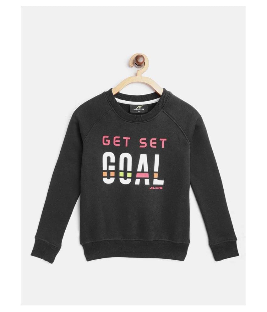     			Alcis Single Girls 100% Cotton Sweatshirt ( Black )