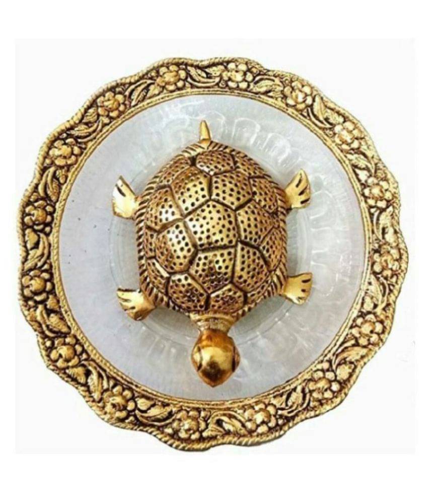     			Gaurav Art Collection Metal Tortoise With Glass Plate Feng Shui Metal Tortoise,Turtle Plate Yantra Vastu Feng Shui , Decorative Showpiece - 3 cm (Brass, Gold)