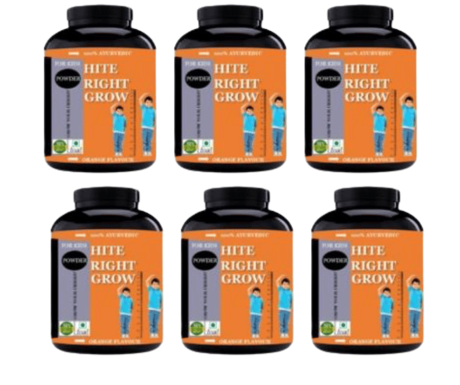 Hindustan Herbal HITE RIGHT GROW (ONLY FOR KIDS) 0.6 kg Powder Pack of 6
