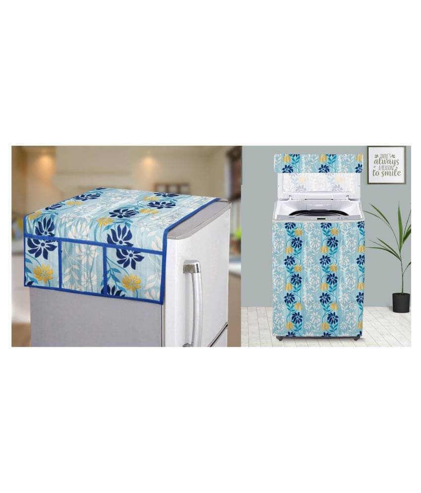 E-Retailer Set of 2 Polyester Blue Washing Machine Cover for Universal Top Load E-Retailer Set of 2 Polyester Blue Washing Machine Cover for Universal Top Load