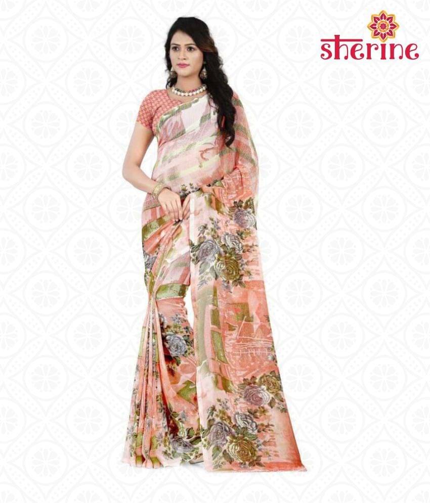ANAND SAREES Georgette Printed Saree With Unstitched Blouse Piece ( Multicolor ) ANAND SAREES Georgette Printed Saree With Unstitched Blouse Piece ( Multicolor )