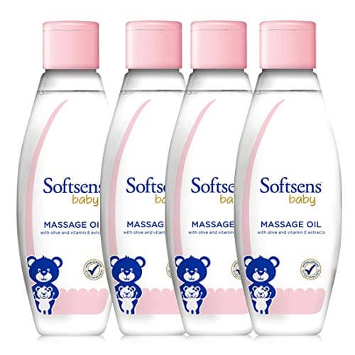 Softsens Baby Calming Massage Oil with Vitamin E, Coconut, Almond & Olive, 200ml, Pack of 4
