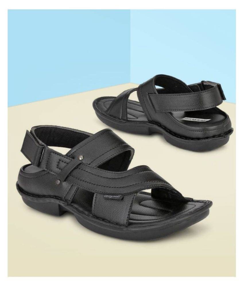     			Bucik Black Synthetic Leather Sandals