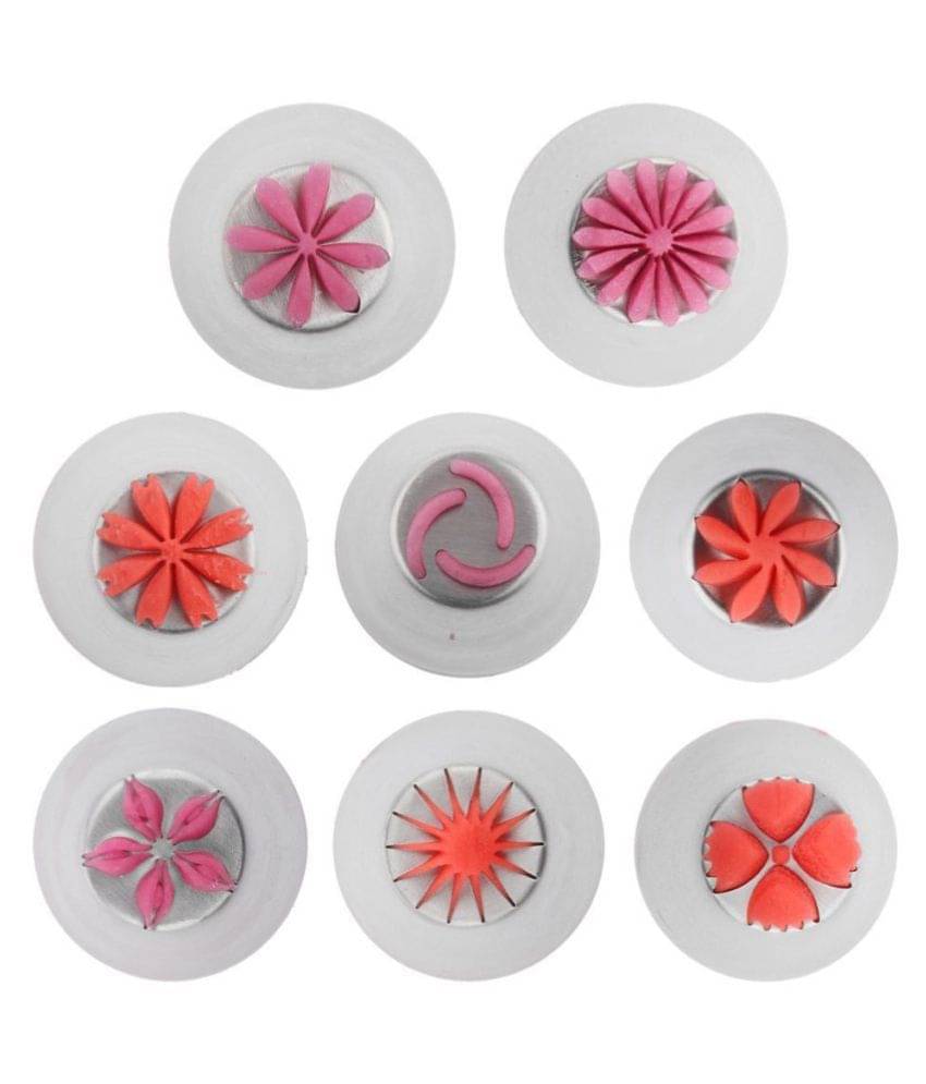     			Cake Decoration Tips Russian Tulip Icing Stainless Steel Piping Nozzles - Set of 8 (Silver)