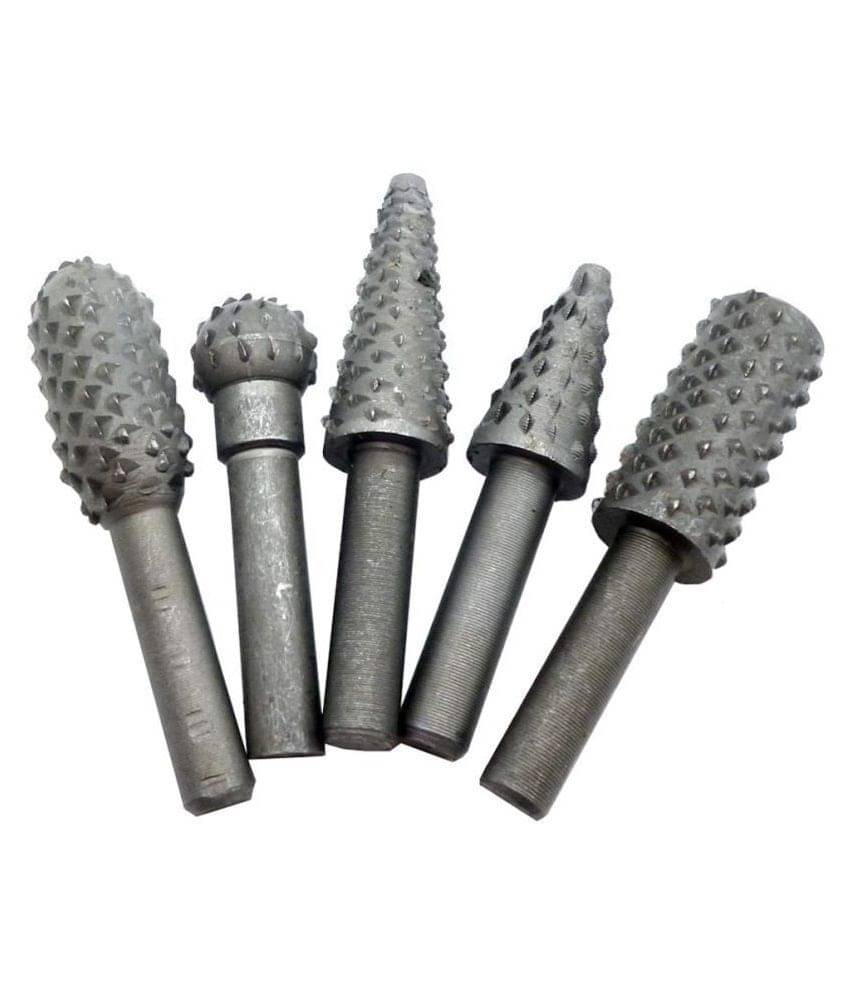     			Electomania Drill Bits Set Wood Carving File Rasp Drill Bit of 5 Pcs 1/4" 6mm Shank Tool Power Tools Woodworking Chisel Shaped Rotating Embossed Grinding Head (Black)