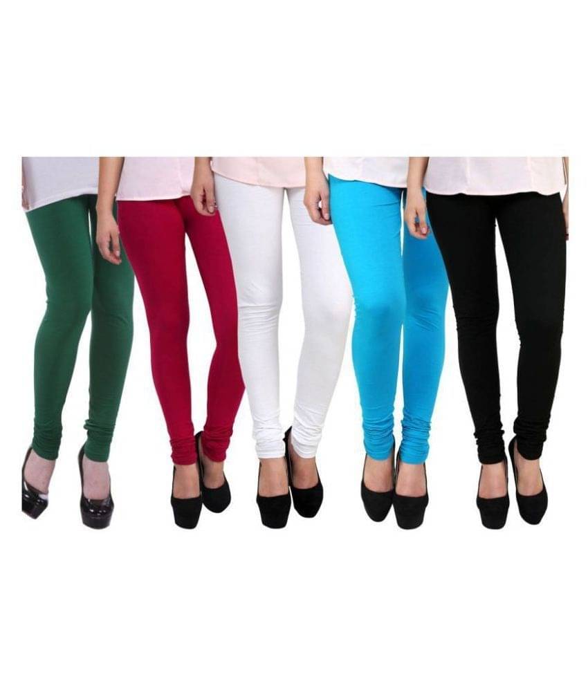     			Famaya Pack of 5 Girls 100% Cotton Leggings ( Multicolor )