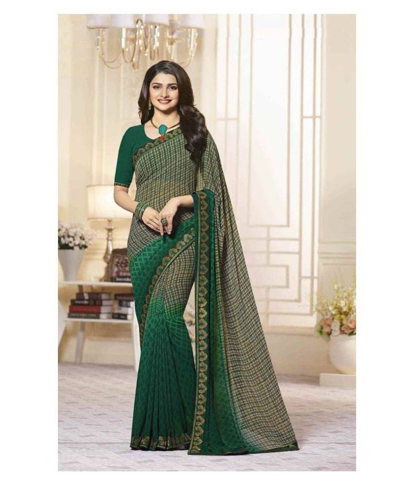Gazal Fashions Chiffon Checks Saree With Unstitched Blouse Piece ( Green ) Gazal Fashions Chiffon Checks Saree With Unstitched Blouse Piece ( Green )