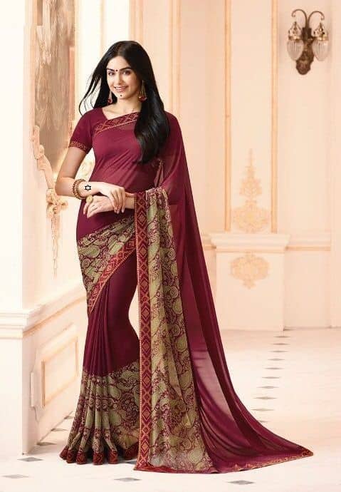 Gazal Fashions Chiffon Printed Saree With Unstitched Blouse Piece ( Multicolor ) - Sarees | Buy online on ZillyBuy