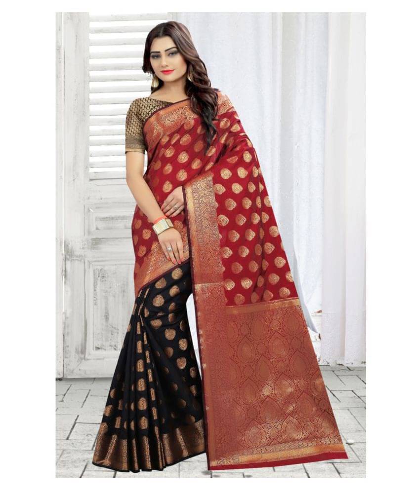     			Gazal Fashions Banarasi Silk Printed Saree With Unstitched Blouse Piece ( Multicolor )