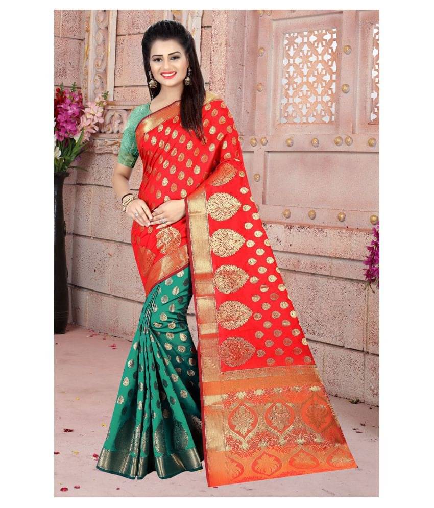 Gazal Fashions Silk Blend Printed Saree With Unstitched Blouse Piece ( Multicolor )     			Gazal Fashions Silk Blend Printed Saree With Unstitched Blouse Piece ( Multicolor )