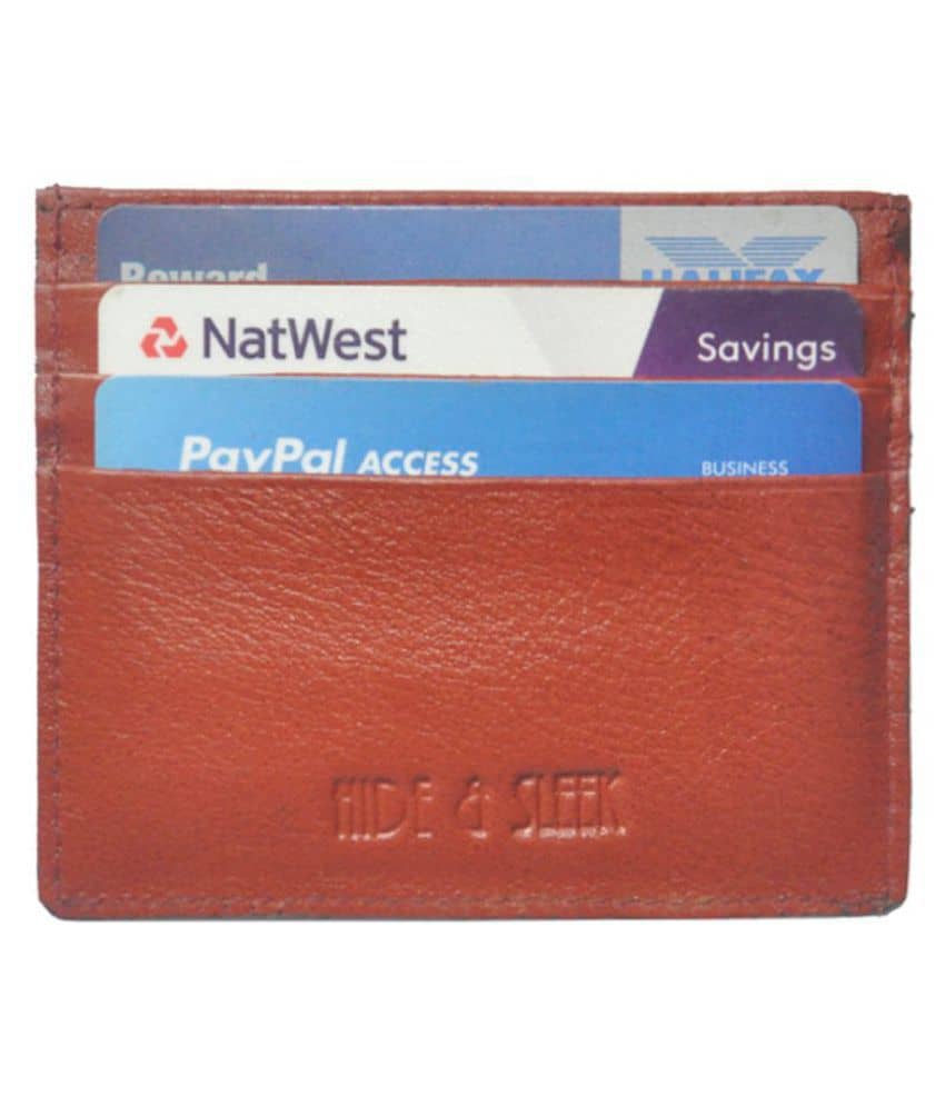 Hide&Sleek RFID Protected Genuine Brown Leather Atm Card Holder - Handbags | Buy online on ZillyBuy