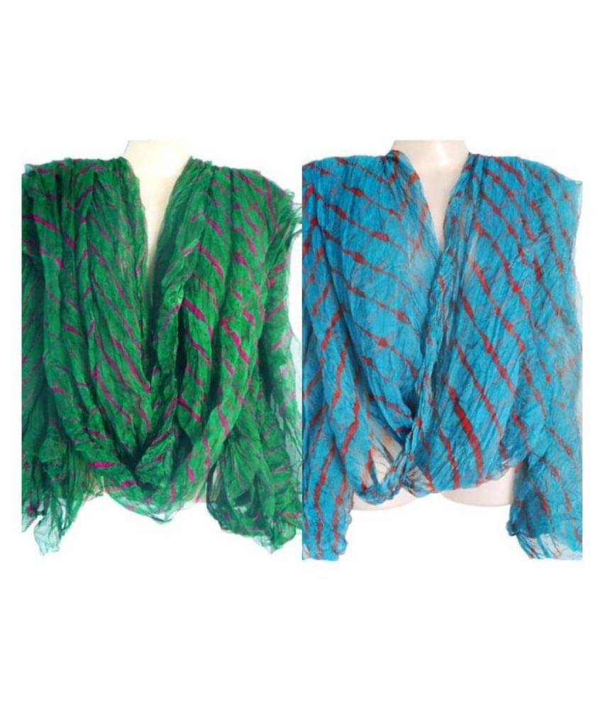     			Raj Multicoloured Chiffon Leheria Dupatta