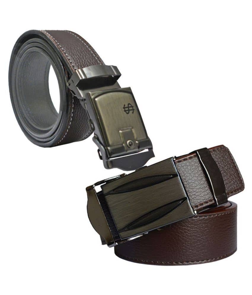 SUNSHOPPING - Multicolor PU Men's Formal Belt ( Pack of 2 )