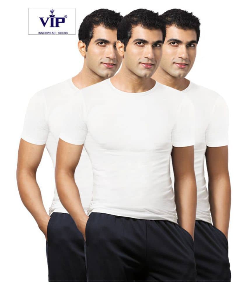 VIP White Half Sleeve Vests Pack of 3 - Nightwear & Loungewear | Buy online on ZillyBuy