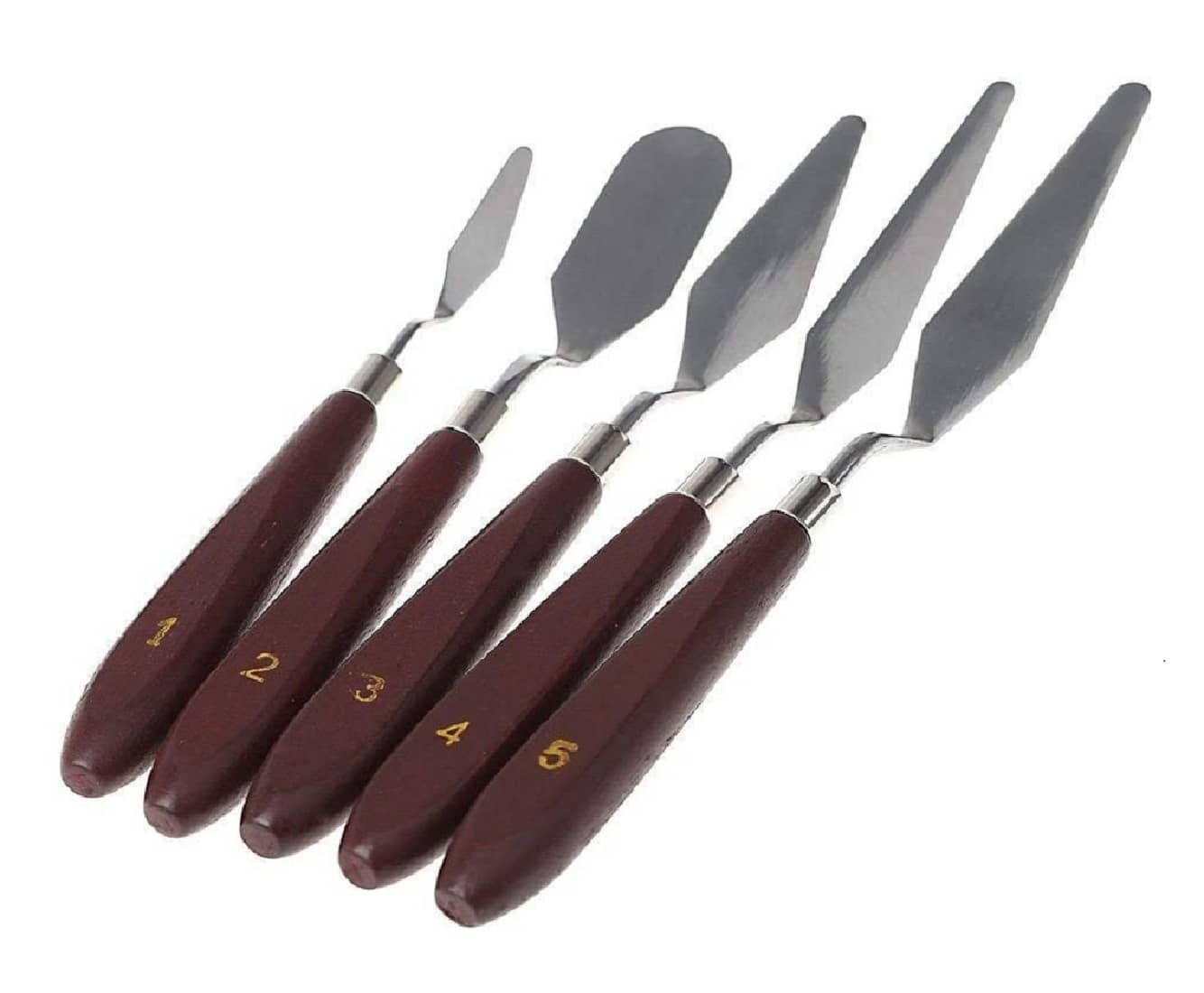 5 Pieces Artist Painting Palette Knives Stainless Steel Set – Used for Color Mixing- Oil, Canvas, and Acrylic Painting - Stationery | Buy online on ZillyBuy
