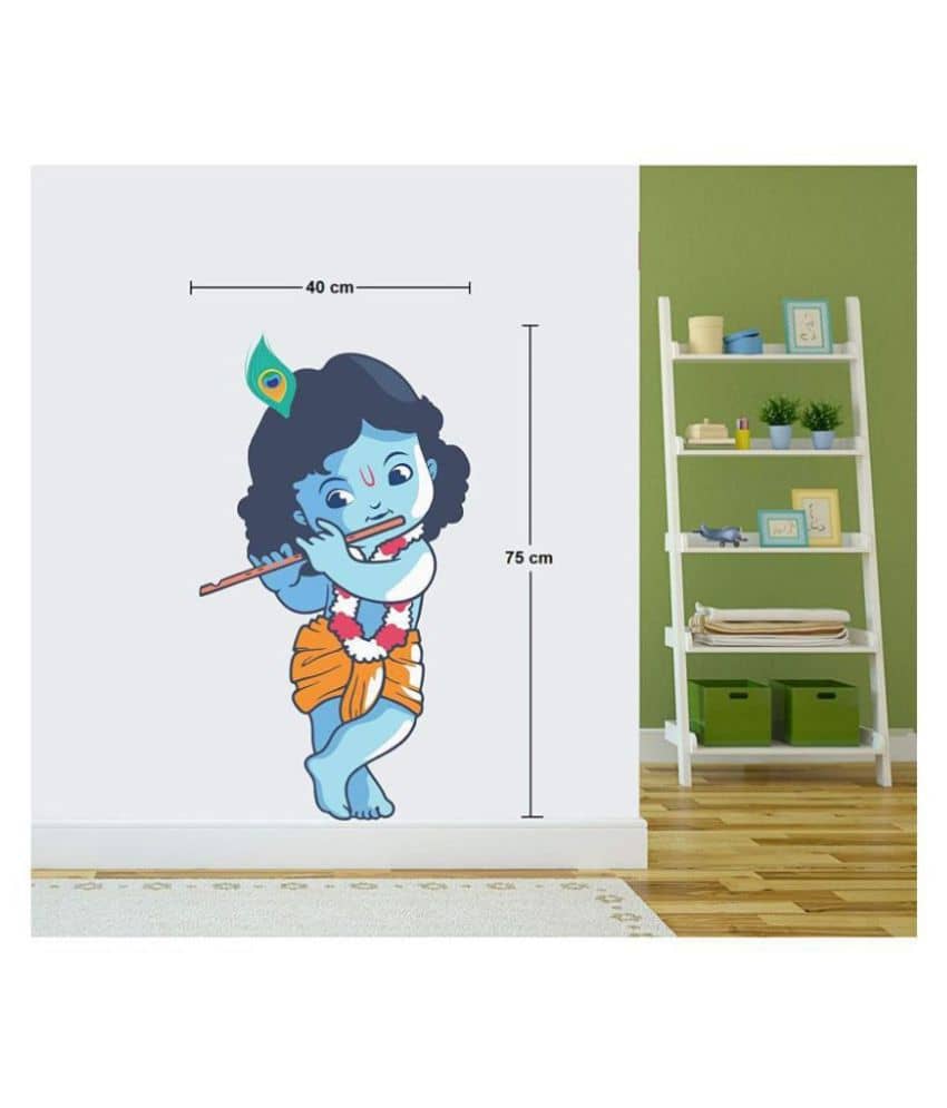 Asmi Collection Beautiful Baal Krishna with Flute Religious & Inspirational Sticker ( 75 x 40 cms )