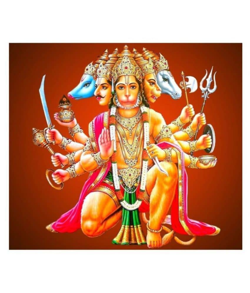 Asmi Collection Panchmukhi Hanuman Religious & Inspirational Sticker ( 60 x 60 cms )