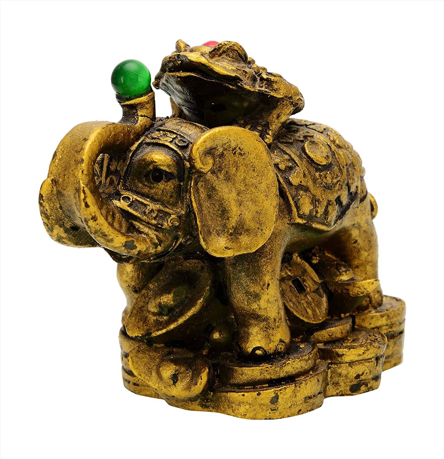 KESAR ZEMS FengShui Polyresin Elephant with Little Frog For Wisdom And Good Luck/ Showpiece (9 x 6 x 7 CM, Golden) KESAR ZEMS FengShui Polyresin Elephant with Little Frog For Wisdom And Good Luck/ Showpiece (9 x 6 x 7 CM, Golden)