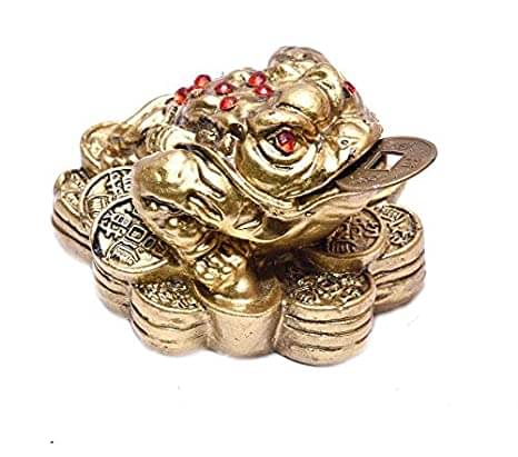     			KESAR ZEMS Golden Vastu FengShui Frog -B Figurine For Prosperity (6.5cm x 7 cm x 5 cm, Golden)