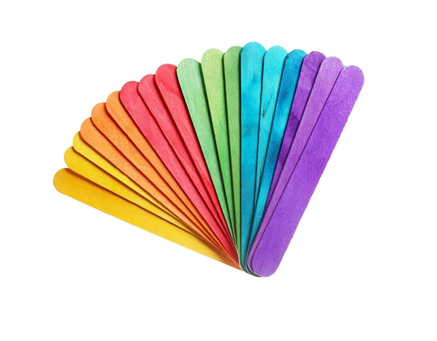 PRANSUNITA Multicolor Jambo Size Wooden Ice Cream Sticks for Craft & School Projects, Pack of 24 PRANSUNITA Multicolor Jambo Size Wooden Ice Cream Sticks for Craft & School Projects, Pack of 24