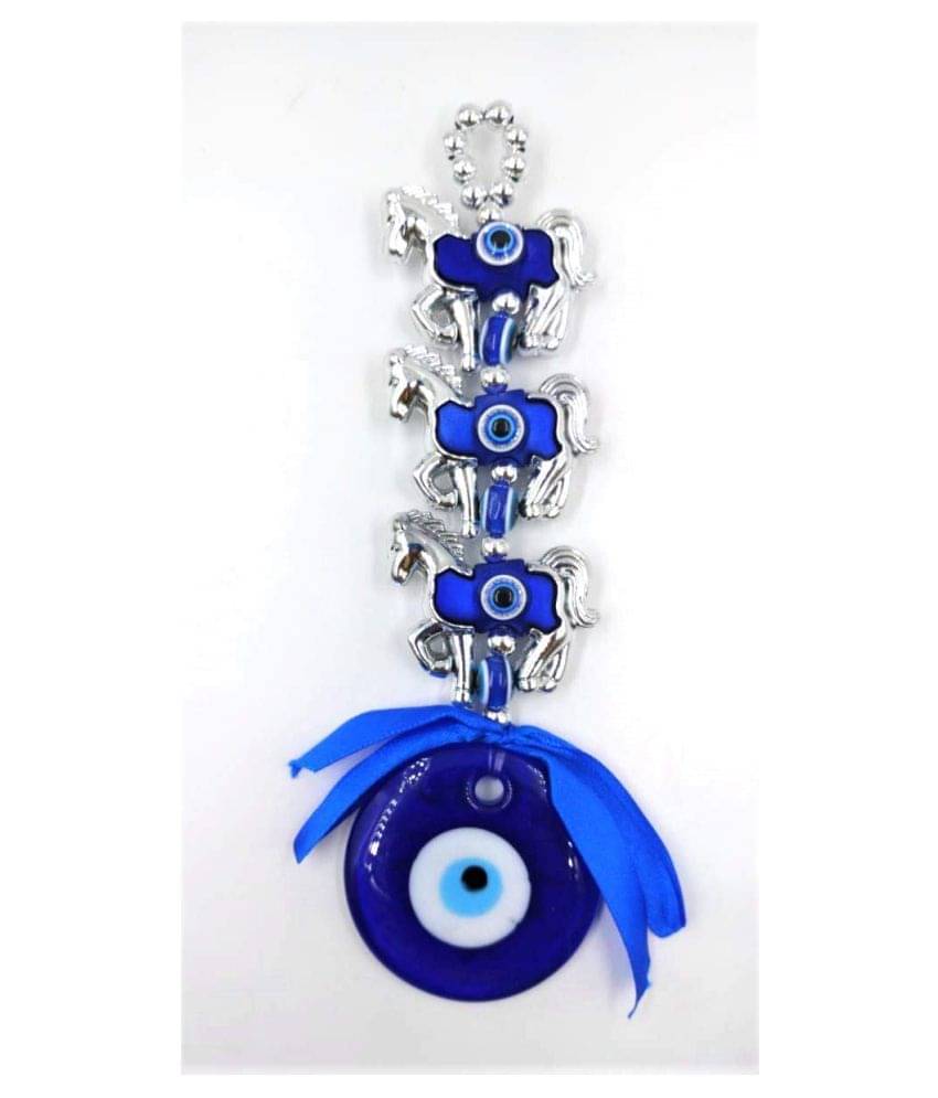    			Turkish Feng Shui Evil Eye 3 Running Horses Good Luck Charm Hanging in Glass Wall and Car Hanging