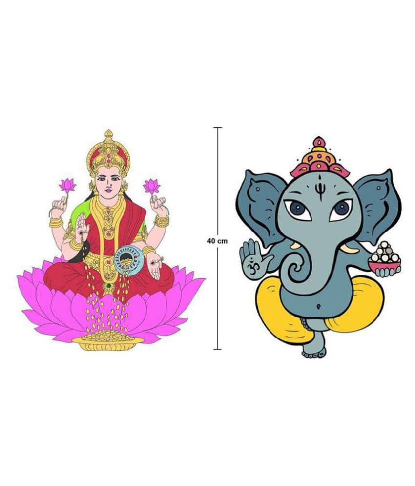    			Asmi Collection Goddess Lakshmi and God Ganesha Religious & Inspirational Sticker ( 40 x 35 cms )