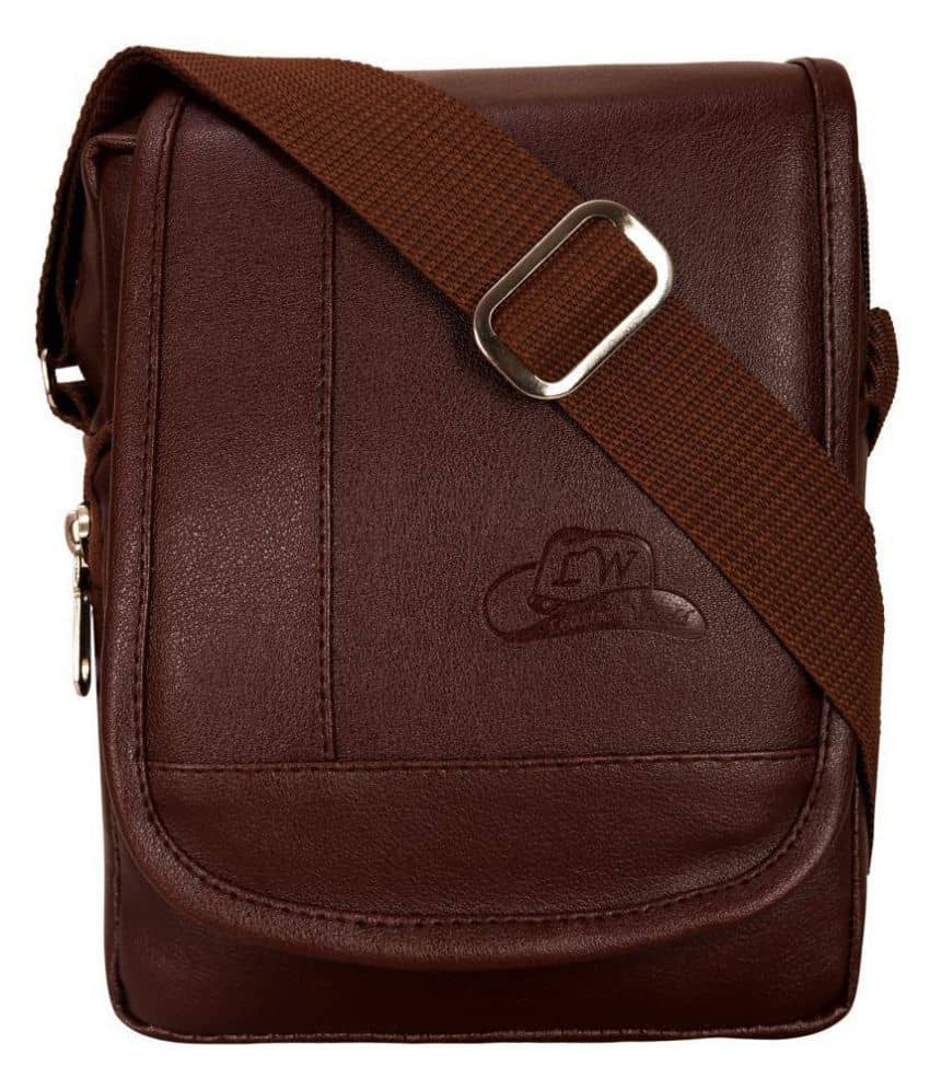 Leather World - Brown Solid Messenger Bag - Handbags | Buy online on ZillyBuy