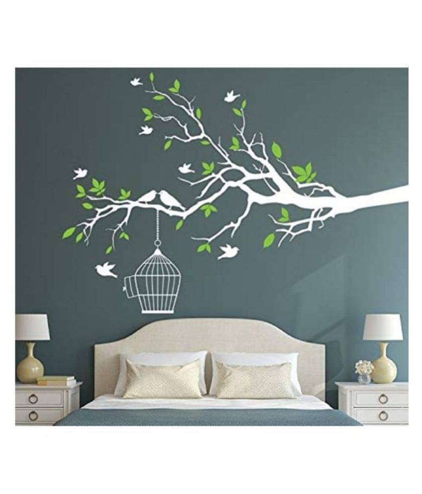 Asmi Collection White Branches Birds and Green Leaves Nature Sticker ( 130 x 155 cms ) Asmi Collection White Branches Birds and Green Leaves Nature Sticker ( 130 x 155 cms )