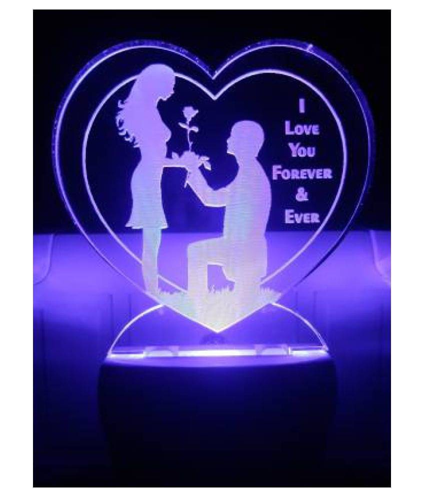    			Jai Ho 3D Illusion Couple Night Lamp for 7 Color Changing Led I LOVE YOU WITH HEART Night Lamp Multi - Pack of 1