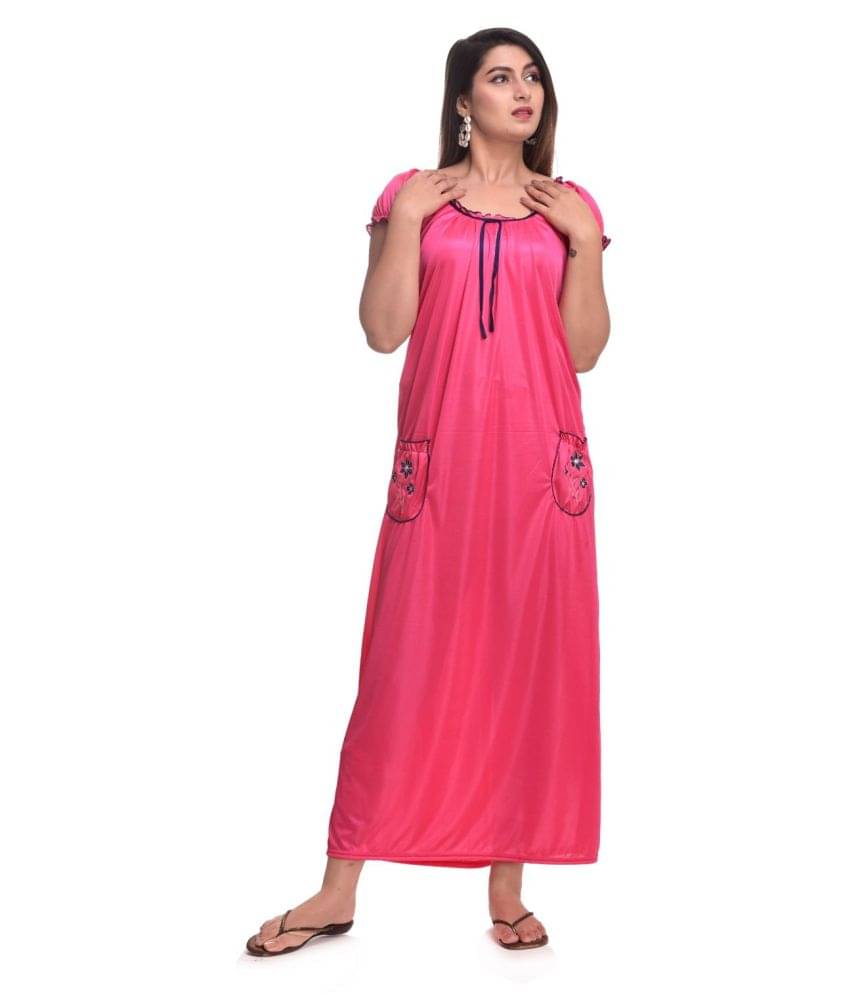     			Raj Satin Nighty & Night Gowns - Pink