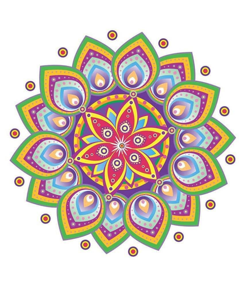 Asmi Collection Beautiful Diya Rangoli Festive Sticker ( 60 x 60 cms )