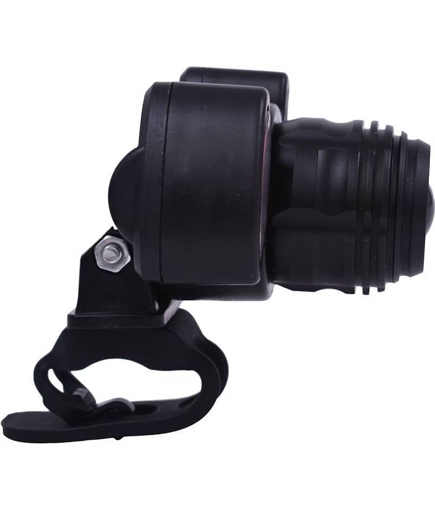 Dark Horse Bicycle Zoom-Able Feature 4 Mode Headlight + Holder Clip Mount Different Modes with 2 Warning Lights, USB Rechargeable (Black)