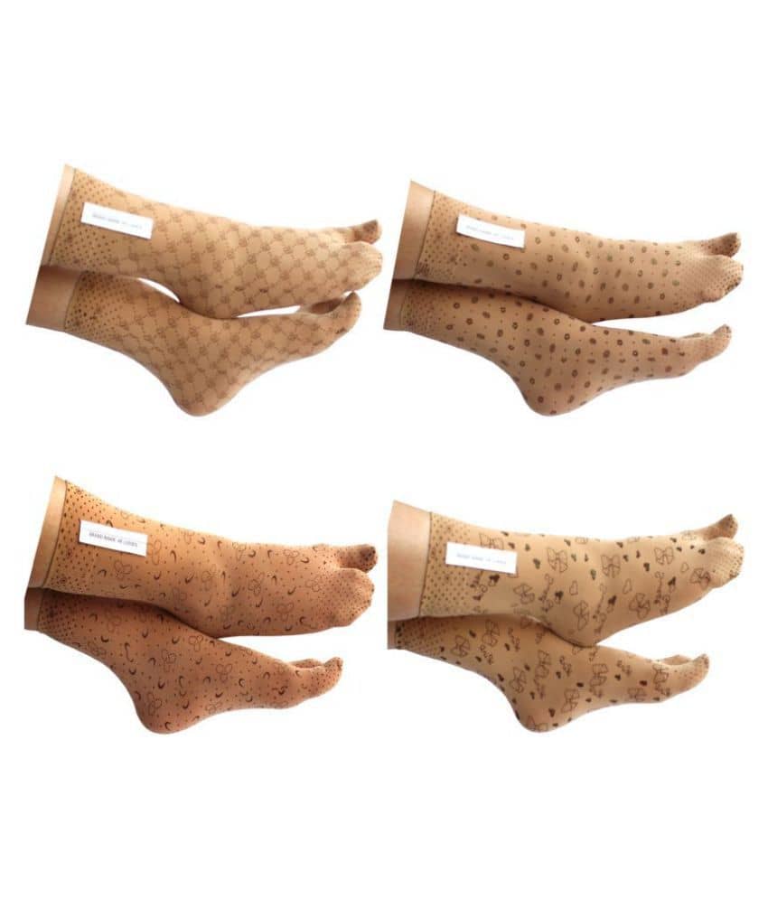 HF LUMEN Women's/Girl's Thin Skin Printed Mid Calf Crew Socks (Pack of 4 Pair) - Socks | Buy online on ZillyBuy