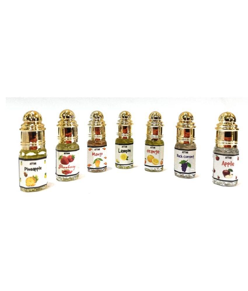    			INDRA SUGANDH BHANDAR - Fruity Combo Lemon, Strawberry, Mango, Pineapple, Orange, Black Current, Apple Attar For Men & Women 3ml Each Pack Of 7