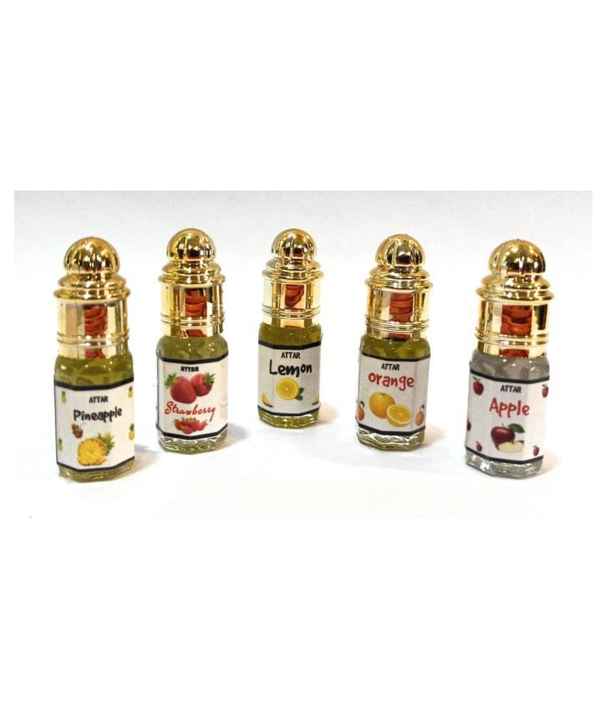 INDRA SUGANDH BHANDAR Attar Pineapple Strawberry Lemon Orange Apple 3ml x 5 pc. Combo - Fruity Sweet and Exotic Perfume Range Attar Combo For Men|Women INDRA SUGANDH BHANDAR Attar Pineapple Strawberry Lemon Orange Apple 3ml x 5 pc. Combo - Fruity Sweet and Exotic Perfume Range Attar Combo For Men|Women