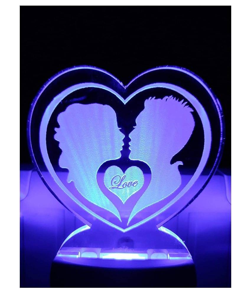 Jai Ho 3D ILLUSION ACRYLIC LED NIGHT LAMP WITH 7 COLOR Love Kiss NEW Night Lamp Multi - Pack of 1 Jai Ho 3D ILLUSION ACRYLIC LED NIGHT LAMP WITH 7 COLOR Love Kiss NEW Night Lamp Multi - Pack of 1