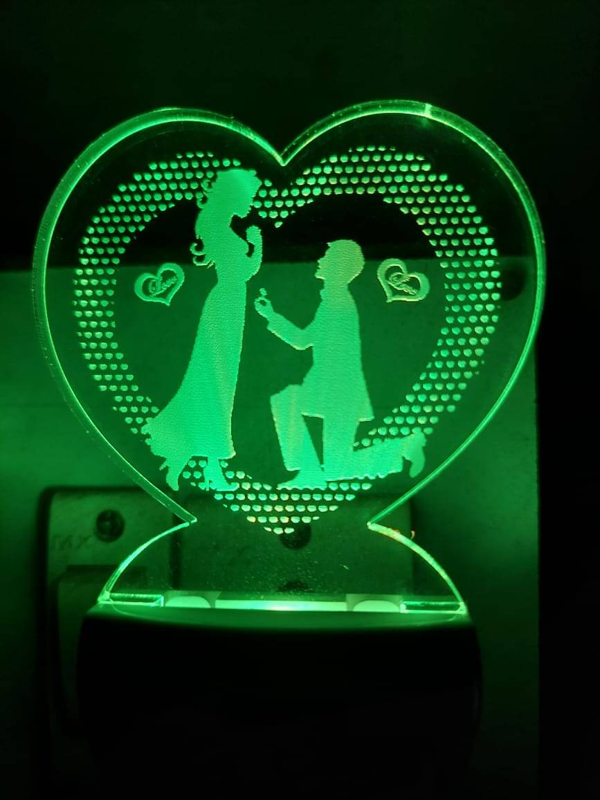     			Jai Ho 3D Illusion Couple Night Lamp for 7 Color Changing Led Propose new disign Night Lamp Multi - Pack of 1