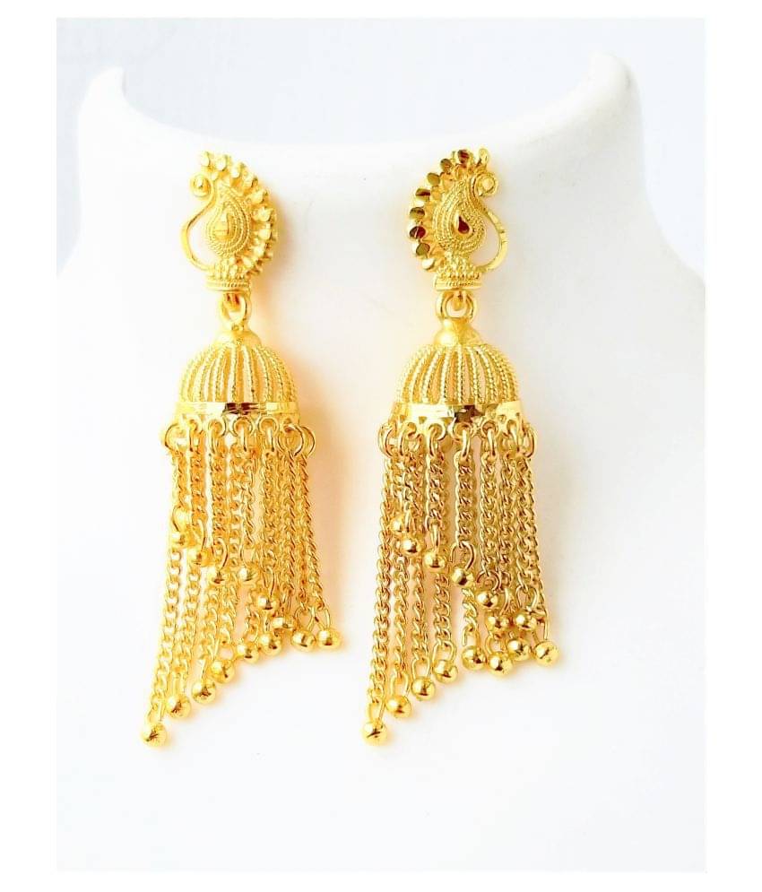     			Darshini Designs - Golden Jhumki Earrings ( Pack of 1 )