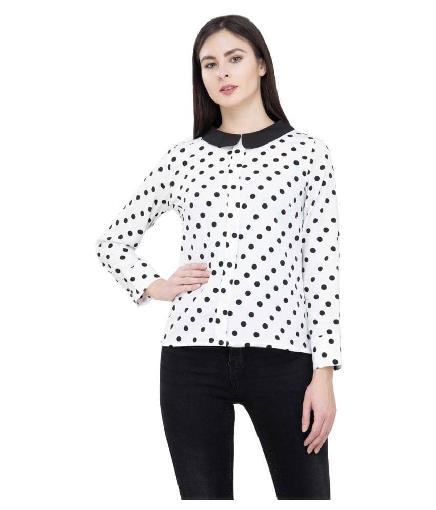 POPWINGS Women's Polyester Regular Top ( White ) POPWINGS Women's Polyester Regular Top ( White )