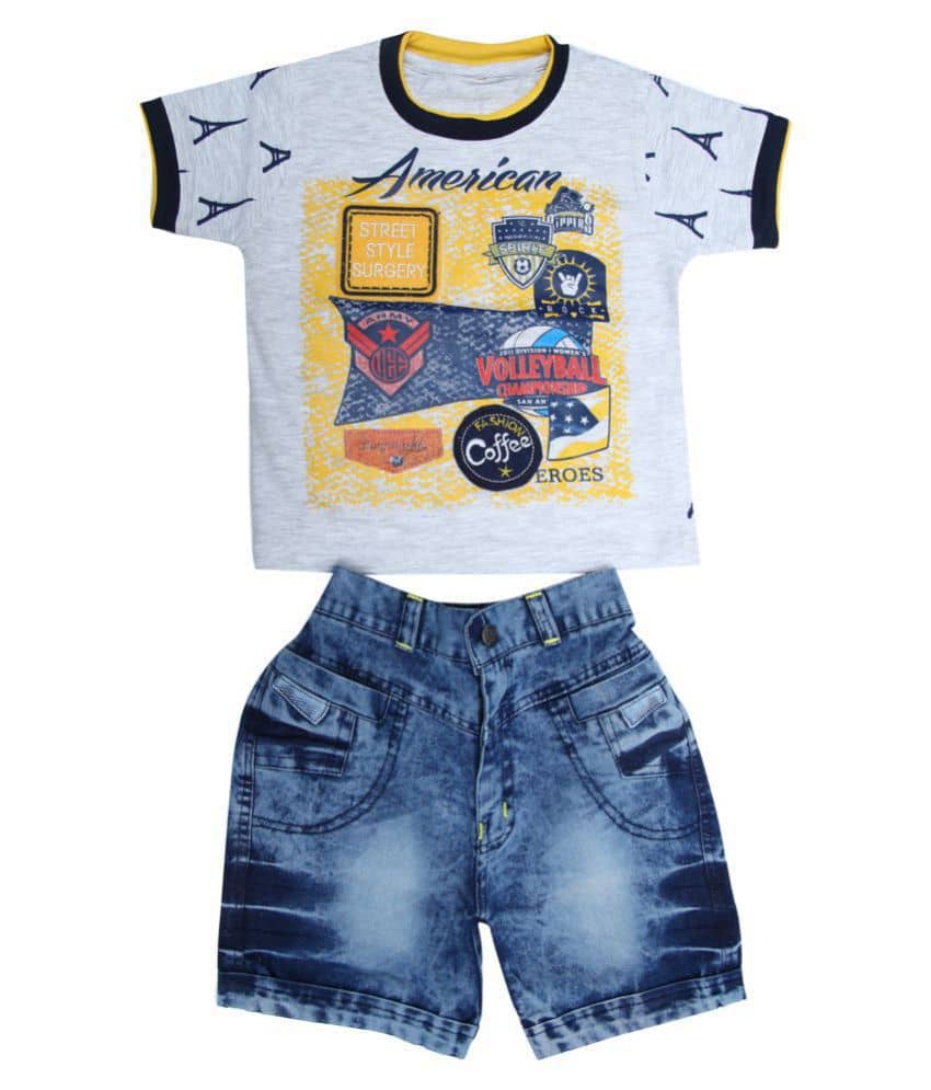 Zadmus Baby Boys Cotton T Shirts & Shorts ( Yellow )