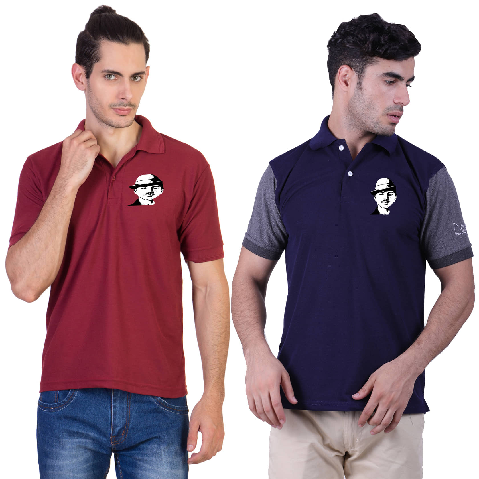 HVN Pack of 2 Cotton Regular Fit Printed Men's Polo T Shirt ( Multi )