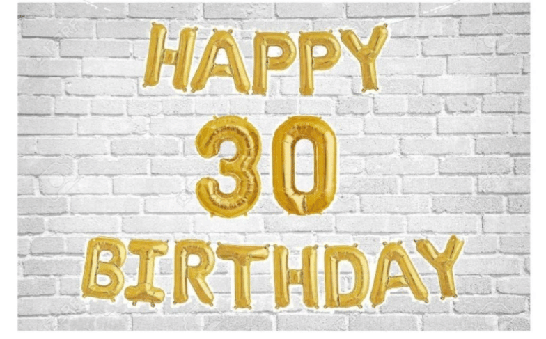     			Happy Birthday (Golden) with Numeric no. 30 (Pack of 15)