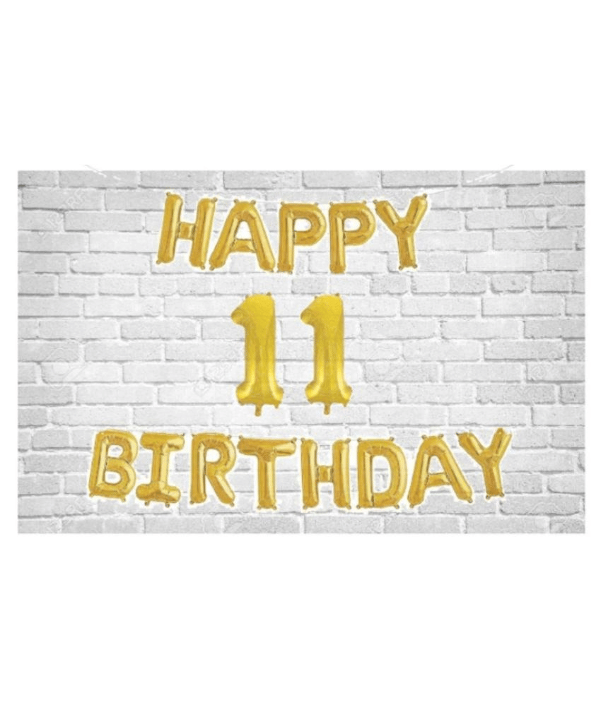     			Happy Birthday (Golden) with Numeric no. 11(Pack of 15)