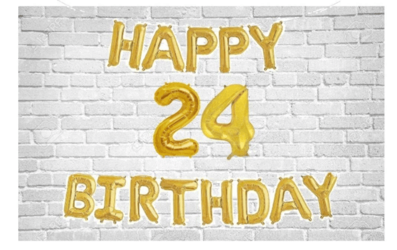     			Happy Birthday (Golden) with Numeric no. 24 (Pack of 15)