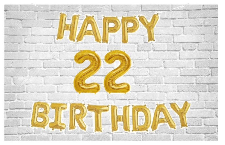     			Happy Birthday (Golden) with Numeric no. 22 (Pack of 15)