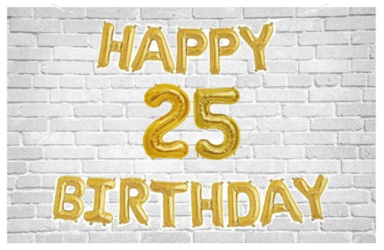     			Happy Birthday (Golden) with Numeric no. 25 (Pack of 15)