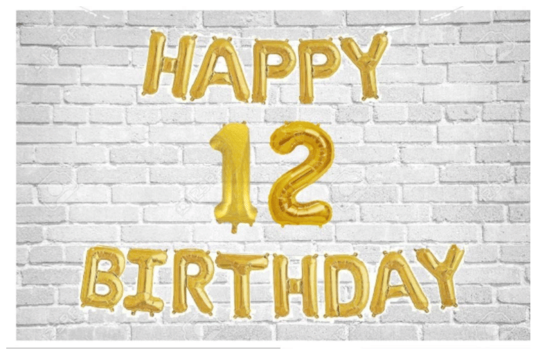     			Happy Birthday (Golden) with Numeric no. 12 (Pack of 15)