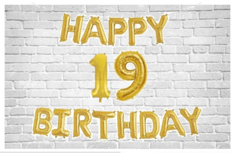     			Happy Birthday (Golden) with Numeric no. 19 (Pack of 15)